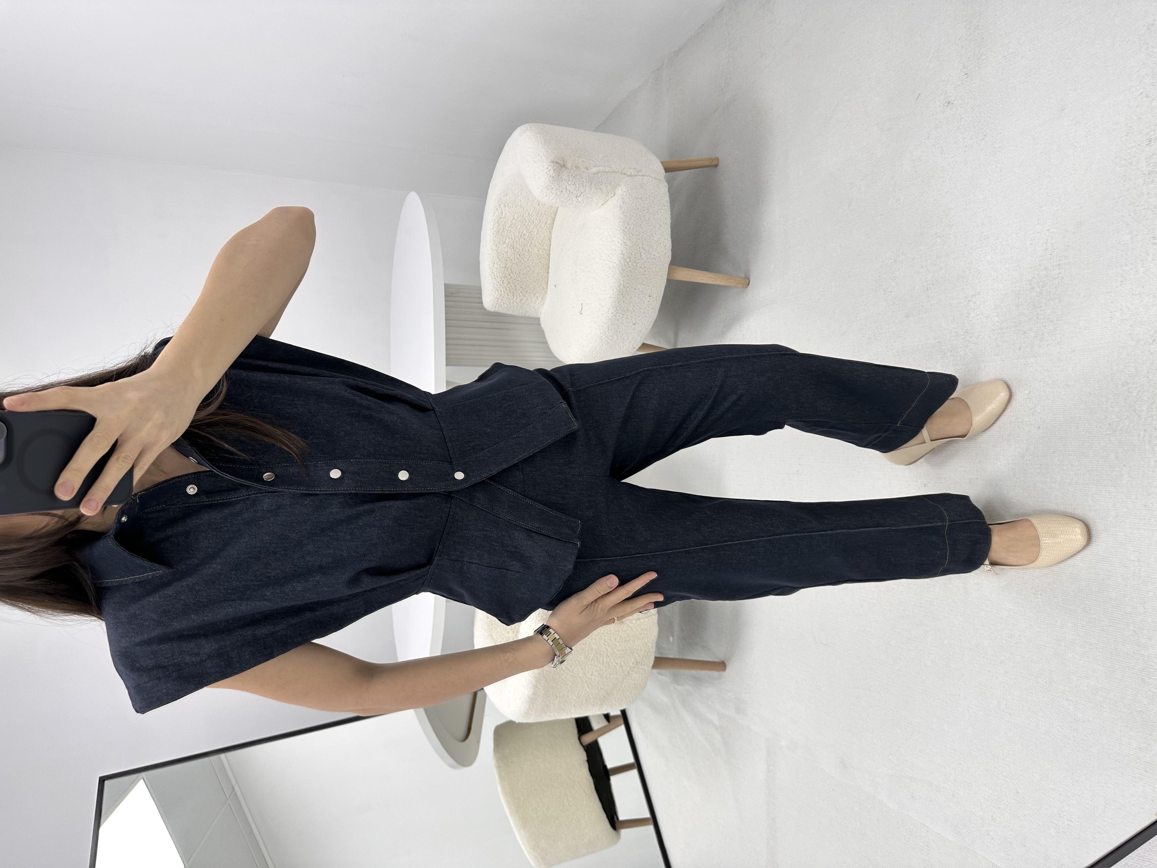 Vatkalı Mavi  Denim Kot Takım 