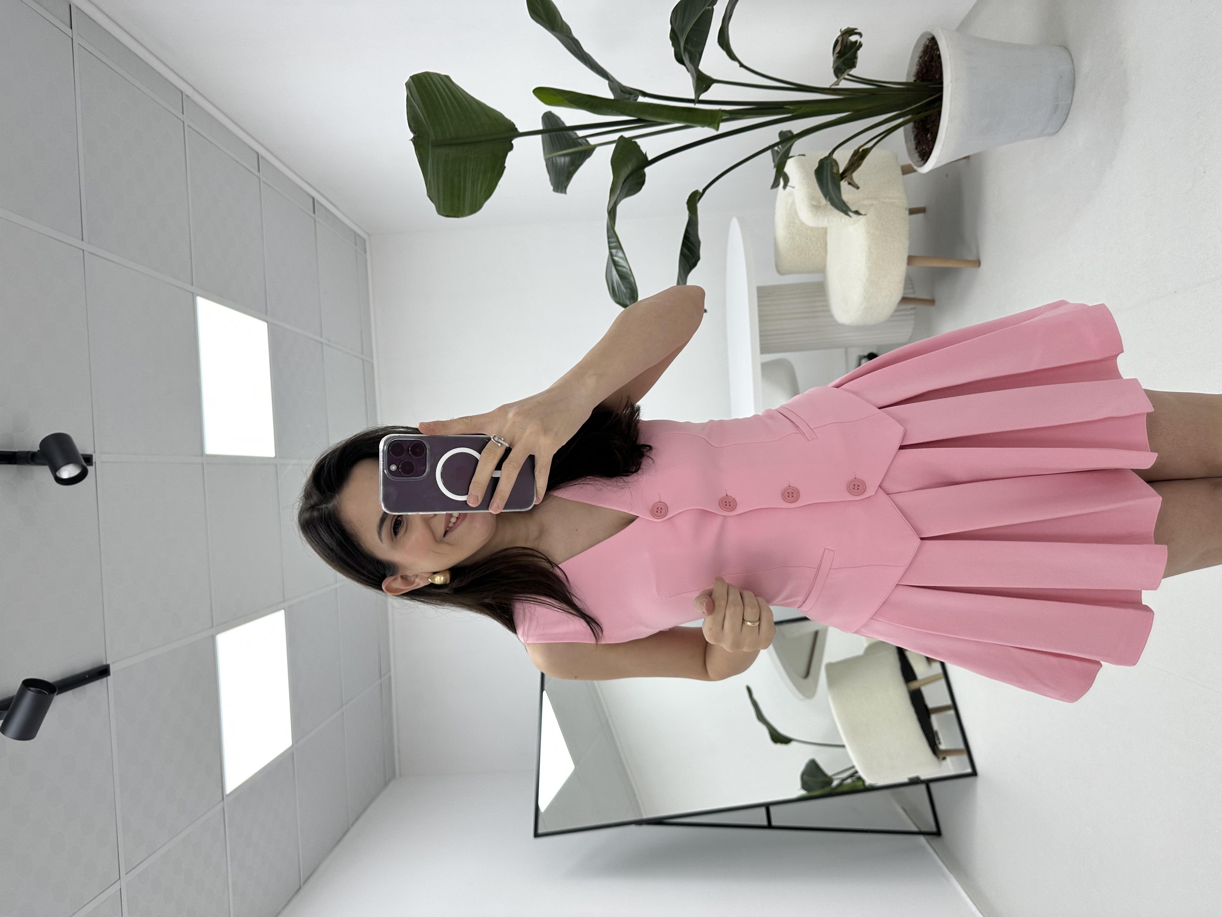 Yelekli Elbise Pembe