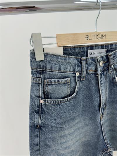  Koyu Mavi Kot Şort Jean