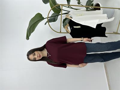  Modal Kumaş Bordo T-shirt