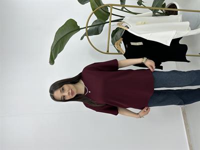  Modal Kumaş Bordo T-shirt