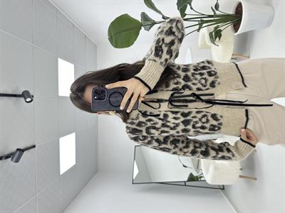 Bağlama Detaylı Leopar Hırka 