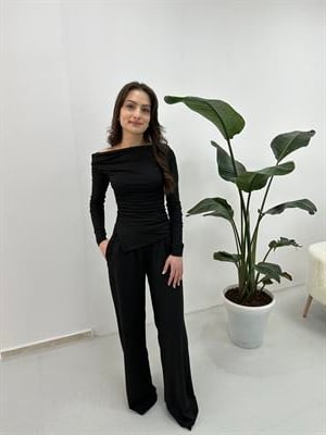 Beli Büzgülü Siyah Takım 