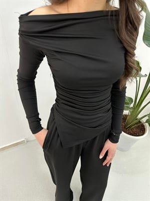 Beli Büzgülü Siyah Takım 