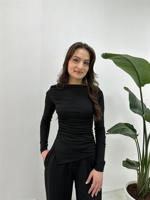 Beli Büzgülü Siyah Takım 