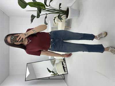 Beli Zincir Detaylı Koyu Mavi Jean 
