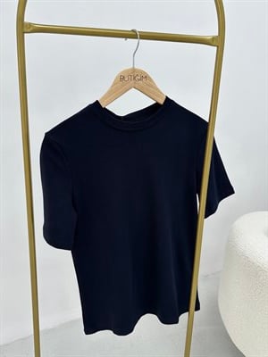 Bisiklet Yaka Lacivert  T-shirt