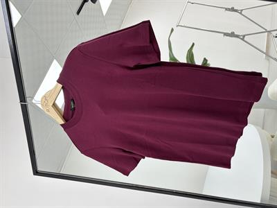 Bordo Kısa Kollu Biyeli T Shirt 