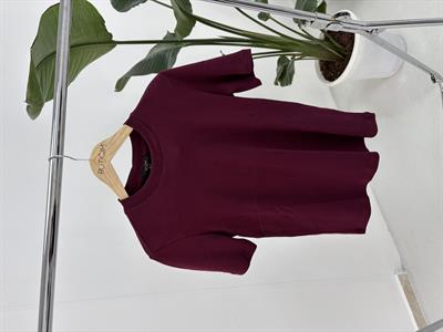 Bordo Kısa Kollu Biyeli T Shirt 