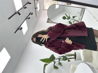 Bordo Peluş Ceket 