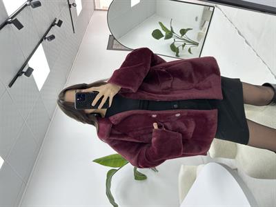 Bordo Peluş Ceket 