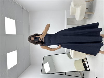 Cepli Denim Mavi Elbise 