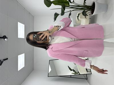 Çizgili Astarlı Pembe Ceket