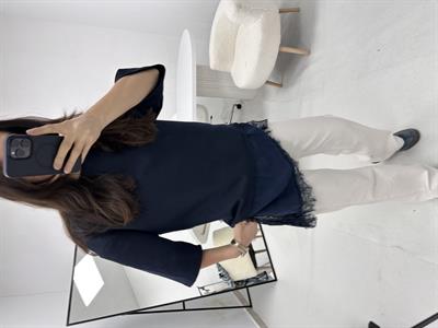 Dantel Detaylı Lacivert T-shirt