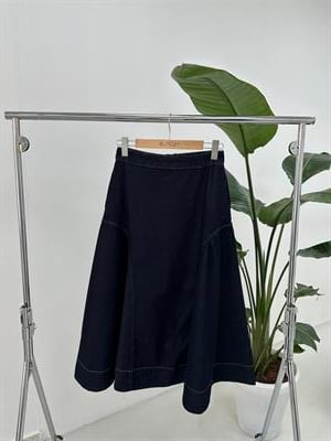 Denim Parçalı Uzun Etek