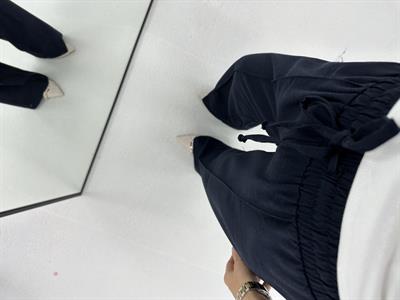 Dikiş detaylı Beli Lastikli Lacivert Pantolon 
