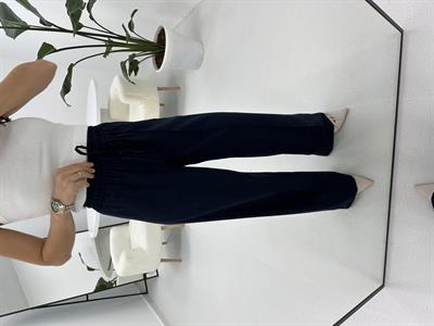 Dikiş detaylı Beli Lastikli Lacivert Pantolon 