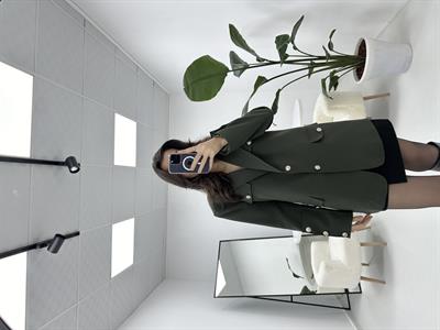 Düğme Detaylı Premium Haki Ceket 