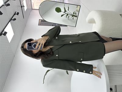 Düğme Detaylı Premium Haki Ceket 
