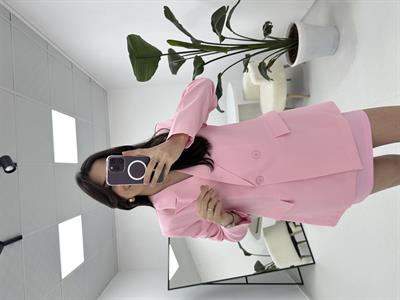 Düğmeli Blazer Pembe Ceket