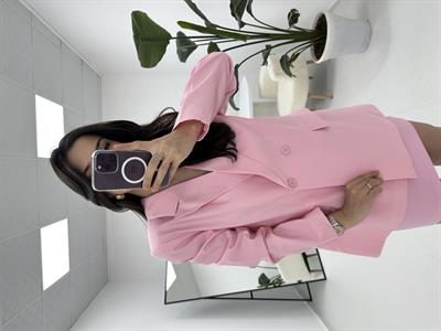 Düğmeli Blazer Pembe Ceket