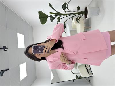 Düğmeli Blazer Pembe Ceket