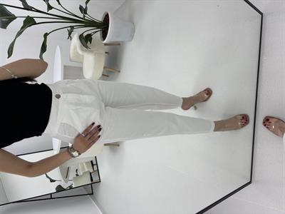 Gabardin Kumaş Havuç Model Beyaz Pantolon 