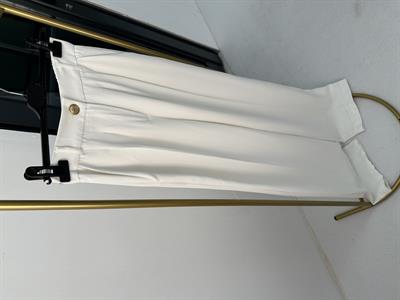 Gold Düğme Detaylı Beyaz Palazzo Kumaş Pantolon