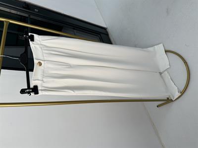 Gold Düğme Detaylı Beyaz Palazzo Kumaş Pantolon