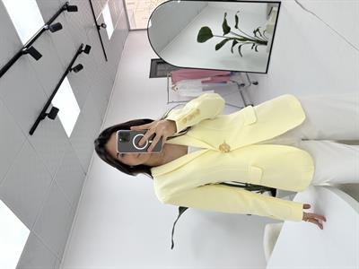 Gold Düğme Detaylı  Sarı Blazer Ceket 