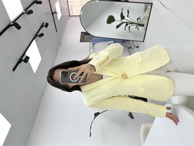 Gold Düğme Detaylı  Sarı Blazer Ceket 