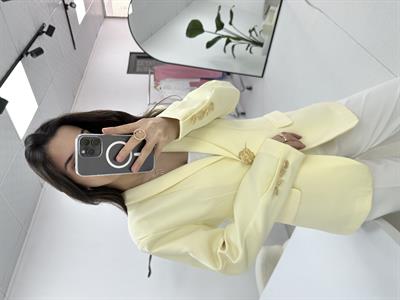 Gold Düğme Detaylı  Sarı Blazer Ceket 
