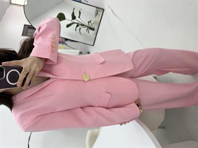 Gold Düğme Detaylı Pembe  Blazer Ceket 