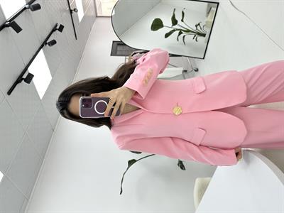 Gold Düğme Detaylı Pembe  Blazer Ceket 
