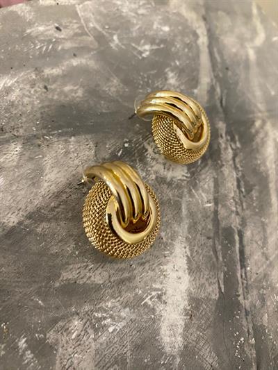 GOLD HASIR DETAYLI PLAKA DAİRE KÜPE