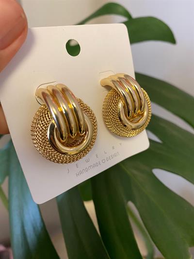 GOLD HASIR DETAYLI PLAKA DAİRE KÜPE