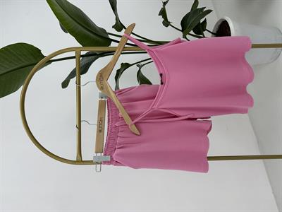 İnce Askılı Bluz Şortlu Pembe Takım