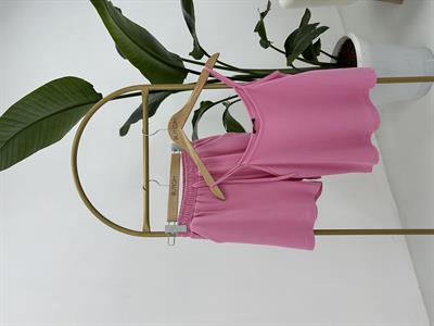 İnce Askılı Bluz Şortlu Pembe Takım
