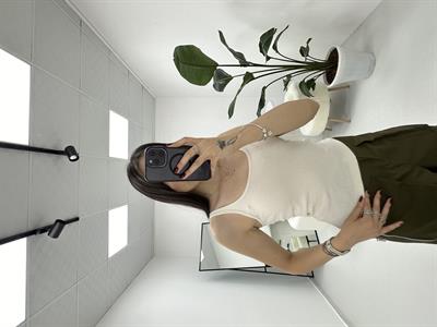 İnce Askılı Fitilli  Oval Yaka Ekru  Atlet 