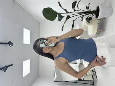 İnce Askılı Fitilli  Oval Yaka İndigo  Atlet 