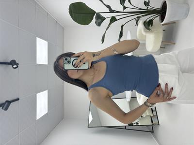 İnce Askılı Fitilli  Oval Yaka İndigo  Atlet 
