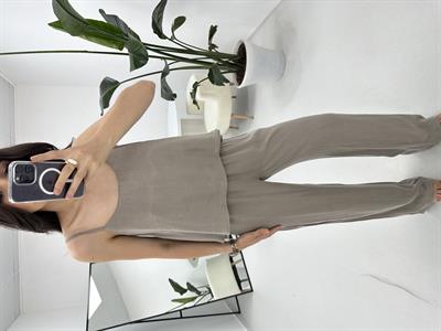 İnce Askılı Vizon  Bluz Pantolon Takım 