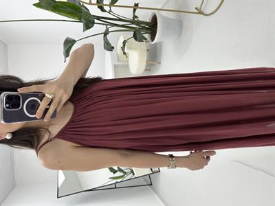 İp Askılı Bordo Elbise