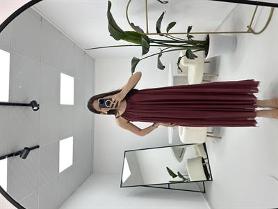 İp Askılı Bordo Elbise
