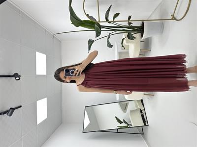 İp Askılı Bordo Elbise