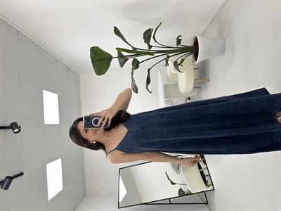 İp Askılı Denim Mavi Kot Elbise 