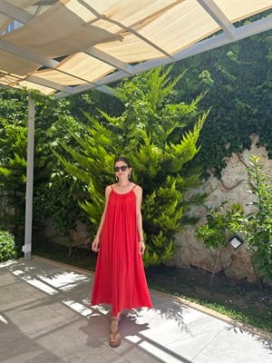 İp Askılı Kırmızı  Elbise