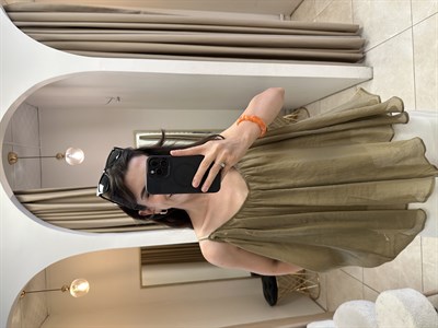 İp Askılı Tül Olive Bluz