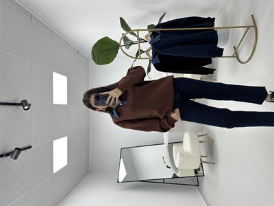 Kahverengi Yakası Kot Detaylı Şardonlu Sweatshirt