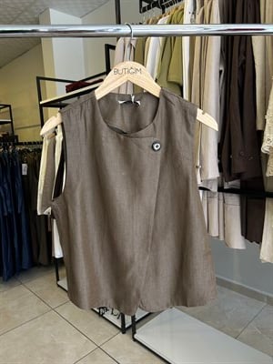 Kahverengi  Yelek Pantolon Denim Takım
